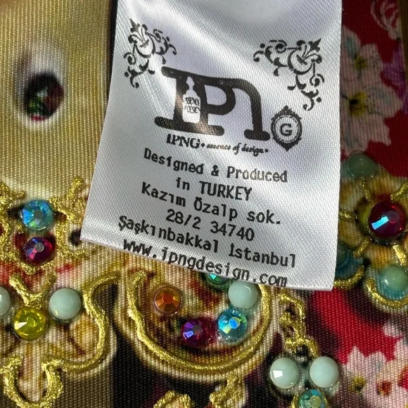 NWT IPGN Women’s Flare Pants Colorful Luxury Material Embellished/Crystals Boho - Picture 8 of 13